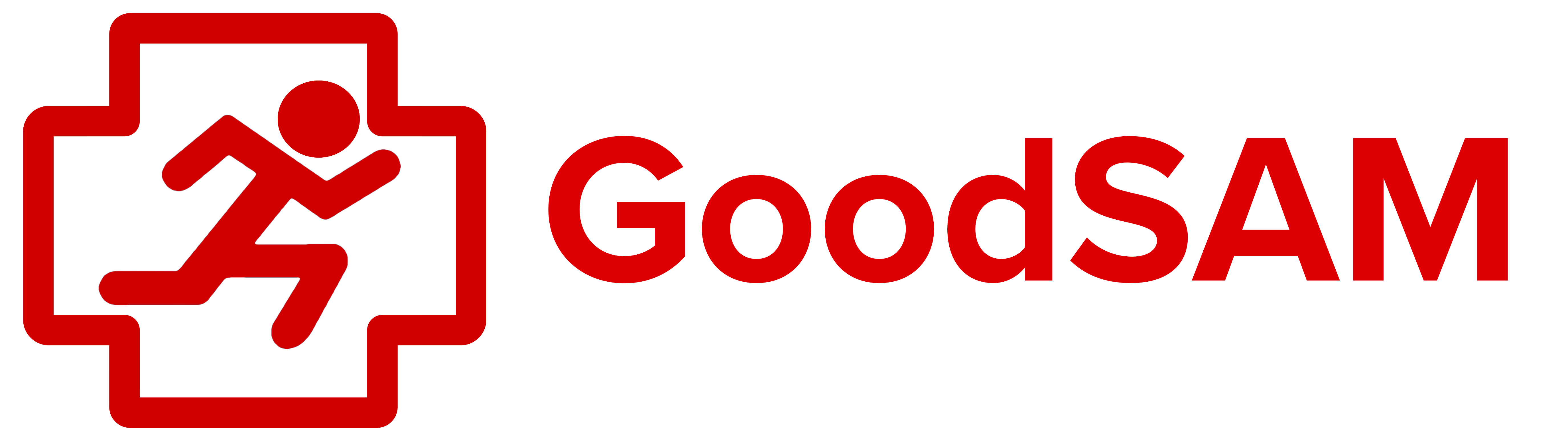 Good Sam logo, red. Square with a running stick man and text reads: Good Sam.